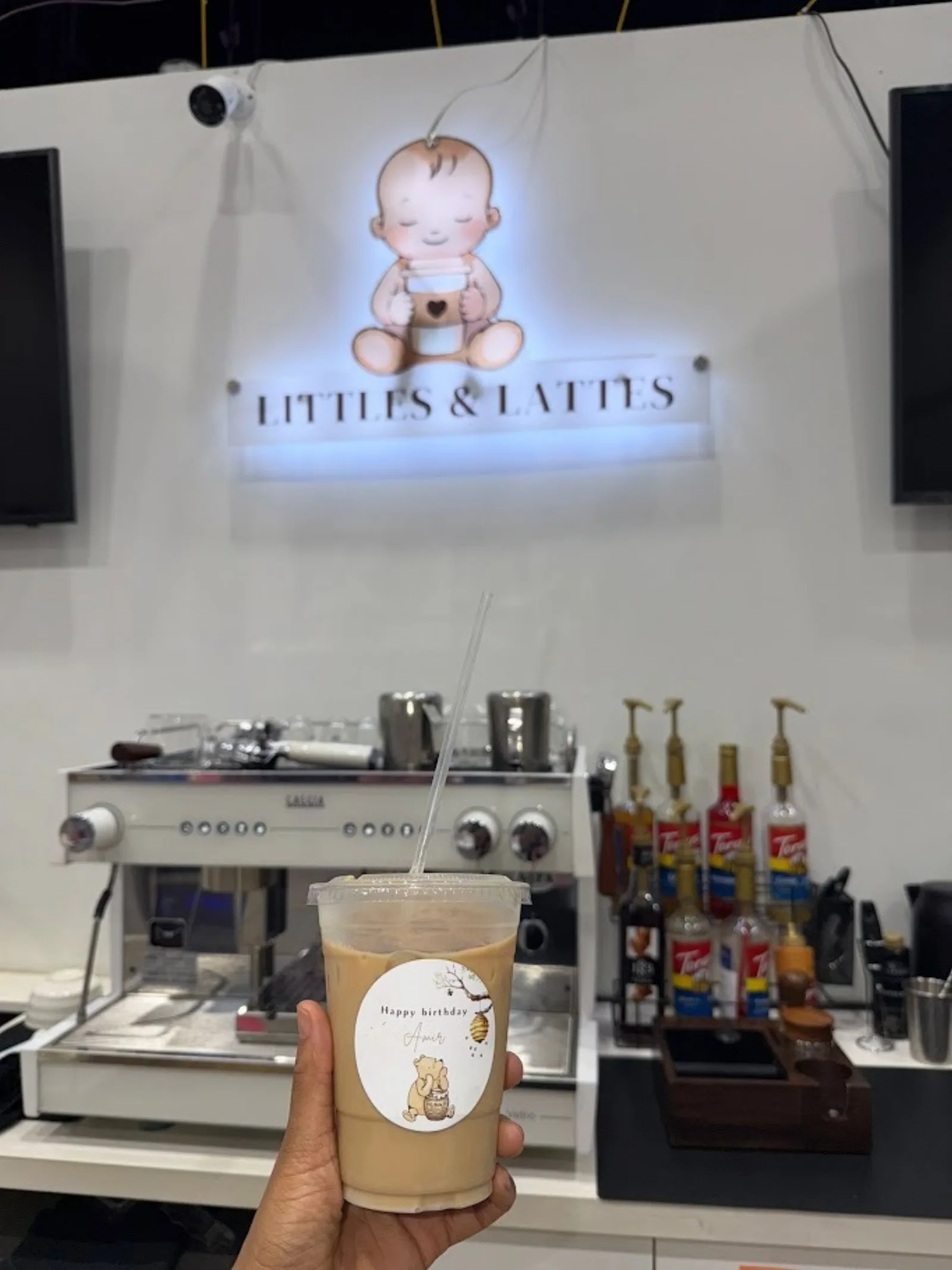 Iced latte from Littles & Lattés Café at Fun Factory Pickering