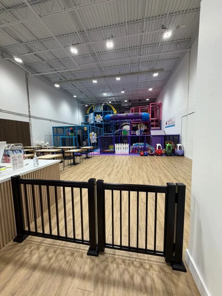 Wide view of the indoor play structure at Fun Factory Pickering