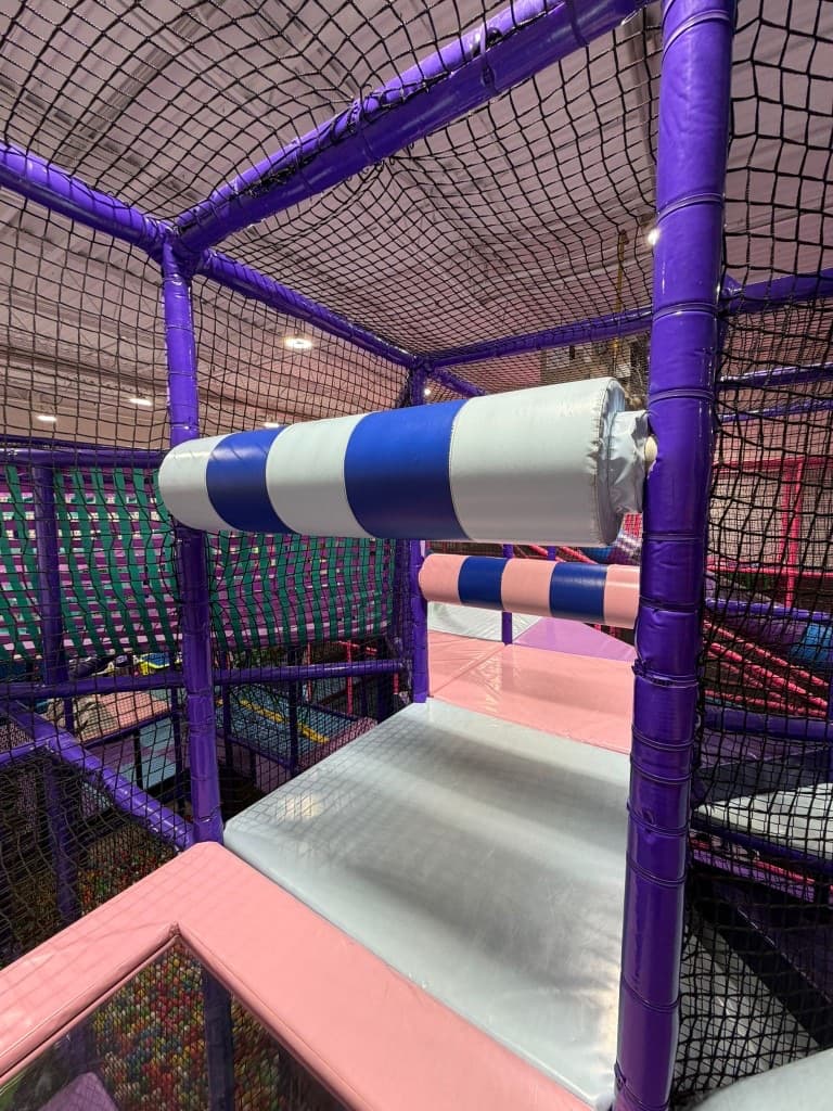 Colorful ball pit and climbing structure at Fun Factory Play Café